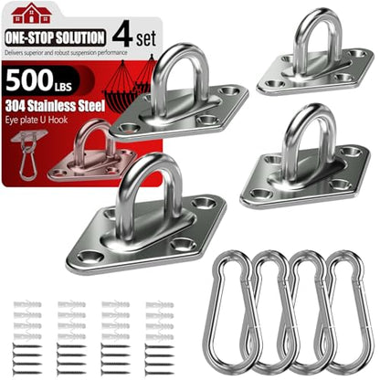 304 Stainless Steel Pad Eye Snap Hook, M5 Ceiling Hook 500Lb,8Pcs | Hanging Kit with Screws for Hammock Chair Swing, Yoga Gym Equipment, Sun Shade Sail, Plant Hangers & Marine Boat Hardware - size: 2 Inch, style: Rhombus