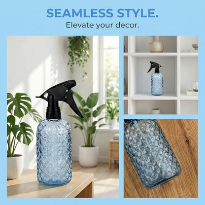 Glass Plant Mister Spray Bottle, 12oz Refillable Handheld Watering Can with Adjustable Nozzle, Fine Mist and Stream for Garden Flowers and Home Cleaning