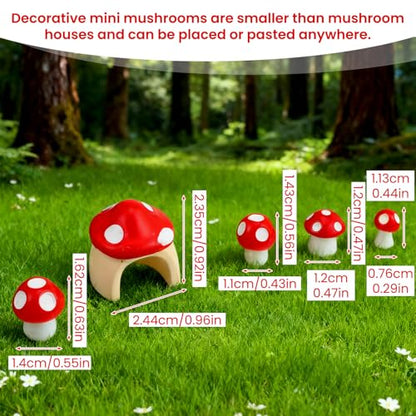 5PCS Jumping Spider Accessories with Mushroom Styling Platforms Enclosure, Spider Habitat Decor with Mushroom Hide, Resin Spiders Accessories and Jumping Spiders Enclosure Deco