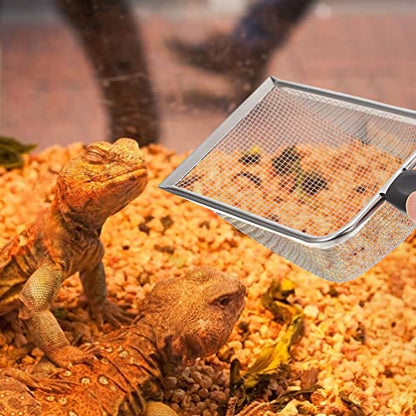 2pcs Reptile Litter Shovels for Easy Waste Cleanup Turtles Lizards Snakes and Frogs Durable Fine Mesh Scoop for Pet Terrariums