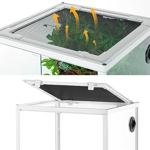 30 Gallon Reptile Tank 18" x 18" x 24" Reptile Terrarium, Full View Glass Terrarium Tank with Double Hinge Door for Reptiles Amphibians, Bearded Dragon Gecko Lizard Snake - size: 18" x 18" x 24"