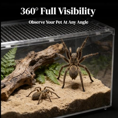 Small Tarantula Enclosure 8×6×4", Magnetic Escape-Proof Terrarium | Compact Clear PC Enclosure with Sliding Lid & 360° Viewing, Perfect for Isopods, Beetles & Small Tarantulas, Easy Setup - size: A-S(8x6x4in)