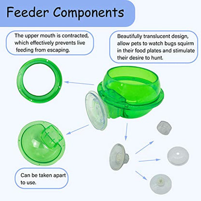 PINVNBY Reptile Suction Cup Feeder,Chameleon Feeding Food Bowl,Translucent Anti Escape Worm Live Fodder Container,Pet Ledge Water Dish Supplies for Lizard Gecko Bearded Dragon(4 Pcs) - size: 【2 PCS】