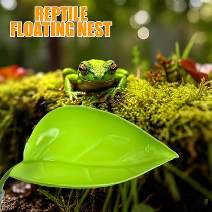 KABASI 3 Pack Plastic Leaf Platform with 6pcs Suction Cups for Reptile Frog | Leaf-Shaped Reptile Basking Resting Spot Habitat Decorations, Tree Frog Tank Accessories for African Dwarf Amphibian, Green