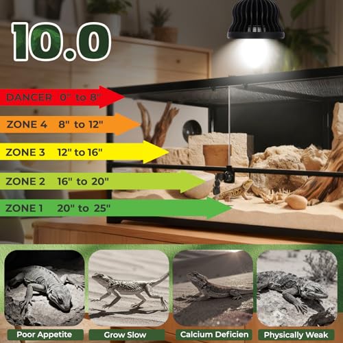 UVB Light Bulb for Reptile 5W10.0 UVB UVA Reptile Light Bulb for Bearded Dragon Lizard Tortoises Snake Chameleon Not Heat Lamp Natural Sunlight Simulation for Tropical-Dwelling - size: Upgrade 5W10.0
