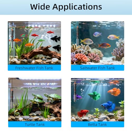 HiTauing Aquarium Heater 25W, Adjustable Knob Fish Tank Heater with 2 Powerful Suction Cups, Submersible Betta/Turtle Tank Heater for Freshwater and Saltwater Tanks
