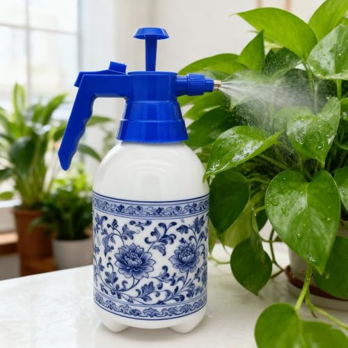 2L Handheld Garden Pump Sprayer 0.5 Gallon Water Mist Spray Bottle for Plants with Adjustable Brass Nozzle Orange (2L Blue) - color: 2L Blue