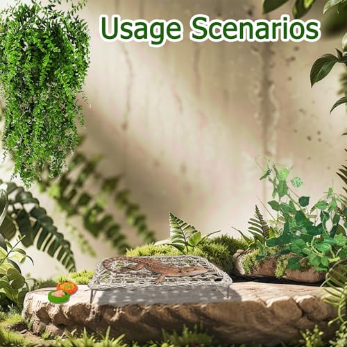 QWR Bearded Dragon Tank Accessories, Reptile Hammock Basking Platform - Jungle Climbing Vines and Leaves Bed Habitat Décor for Snake Gecko Lizard Chameleon Hiding& Climbing.