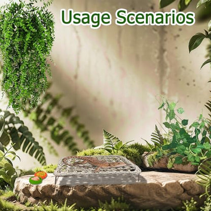QWR Bearded Dragon Tank Accessories, Reptile Hammock Basking Platform - Jungle Climbing Vines and Leaves Bed Habitat Décor for Snake Gecko Lizard Chameleon Hiding& Climbing.