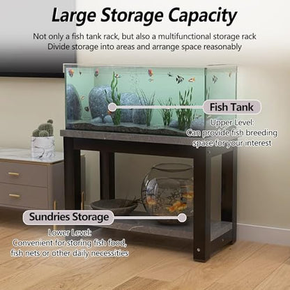 Multifunctional 2-Layer Fish Tank Stand, Easy Assembly Aquarium Rack, Stylish Floor-Standing Terrarium for Home/Office, White, 60x40cm (23.6x15.7in),White,60x40cm/23.6x15.7in