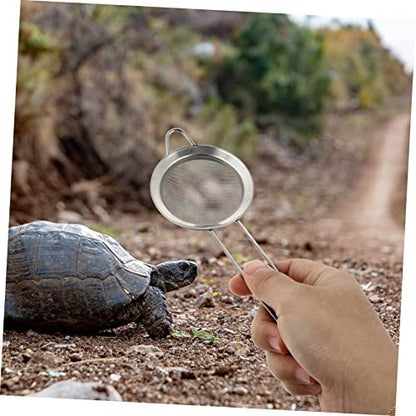 Yardwe 2PCS Stainless Steel Reptile Sand Shovel Fine Mesh Sieve Lizard Tortoise Litter Cleaner for Sand Substrate and Terrarium Use