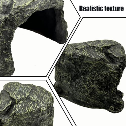 Reptile Rock Hide Cave Tortoise Hideout Turtle Basking Rock Snake Hide Habitat for Amphibian Lizard Fish Bearded Dragon Leopard Gecko - style: STYLE-A