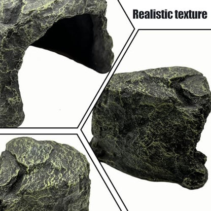 Reptile Rock Hide Cave Tortoise Hideout Turtle Basking Rock Snake Hide Habitat for Amphibian Lizard Fish Bearded Dragon Leopard Gecko - style: STYLE-A