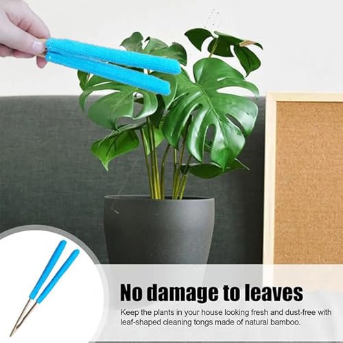 Leaf Cleaning Tweezers - Double Sided Tool | Reusable Hand Tongs with Wooden Handle, Ideal for Indoor Plant Leaf Lint, Indoor/Outdoor Cleaning,