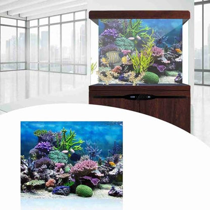 Aquarium Background Poster PVC Coral Reef Decor 29.9x11.8 Inch | Self- marine backdrop, ornament, horizontal fish wallpaper, ocean theme scenery attachment, - size: 76*30cm