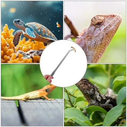 2Pcs Long Aquarium Tweezers, 10.6" Straight and Curved Tweezers, Stainless Steel Reptile Feeding Tongs, Terrarium Tools Feeder for Lizards, Bearded Dragon Tank Accessories