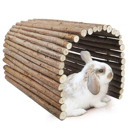 kathson Rabbit Wooden Bridge(20.0 x 11.8 inches),Guinea Pig Wood Tunnel Large Bunny Ladders Small Animal Flexible Hideout for Hamster Chinchillas Guinea Pig Hedgehog and Other Rodents - size: L (20.0 x 11.8 inches)