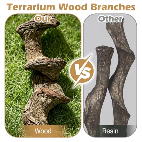 Reptile Climbing Decor 2 Pack Thick Wood Branches Snake Habitat Decorations Terrarium Wooden Tree Trunk Ornament for Bearded Dragon Lizard Snake Geckos Chameleon Frog - size: 14-16 inches