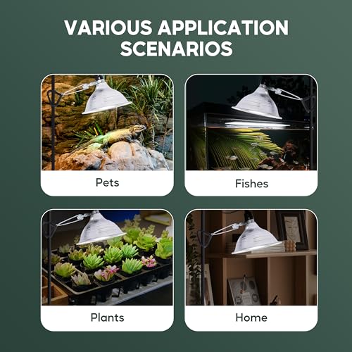 HealSmart 8.5" Clamp Light Socket, 150-Watt Maximum with 6 Feet 18/2 SPT-2 Cord, Aluminum Reflector E26 (no Bulb Included), for Reptiles and Plants Growing, 2-Pack - size: 8.5 Inch (150 Watts), style: 2-Pack