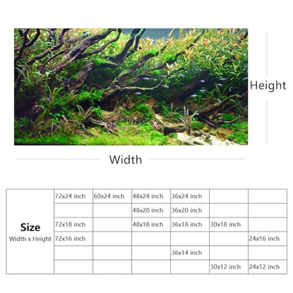 YongFoto Fish Tank Background 24x12 inch Aquarium Background River Bed Waterweeds Moss Lake Aquatic Plant Undersea Tree Branch Backdrop Reptile Habitat Terrarium Background - color: Green-2, size: 24x12in/60x30cm
