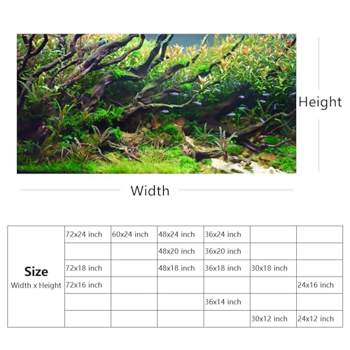 YongFoto Fish Tank Background 24x16 inch Aquarium Background River Bed Waterweeds Moss Lake Aquatic Plant Undersea Tree Branch Backdrop Reptile Habitat Terrarium Background - color: Green-2, size: 24x16in/60x40cm