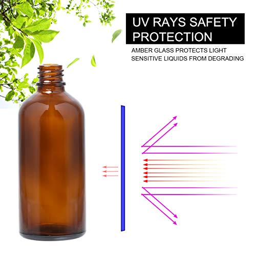 Amber Glass Spray Bottles for Essential Oils, 4oz, 2 Pack | Small, Empty, Fine Mist - color: Black Amber