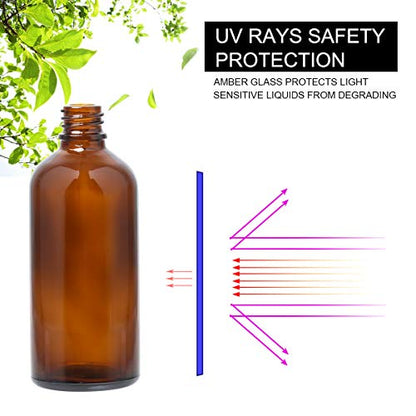 Amber Glass Spray Bottles for Essential Oils, 4oz, 6 Pack | Small, Empty, Fine Mist - color: Amber-6PCS