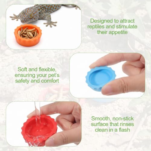 14 PCS Crested Gecko Food and Water Bowl, Gecko Feeding Bowls | Reusable Silicone Reptile Feeding Dish, Crested Gecko Tank Accessories for Tortoise Lizard Bearded Dragon Hermit Crab