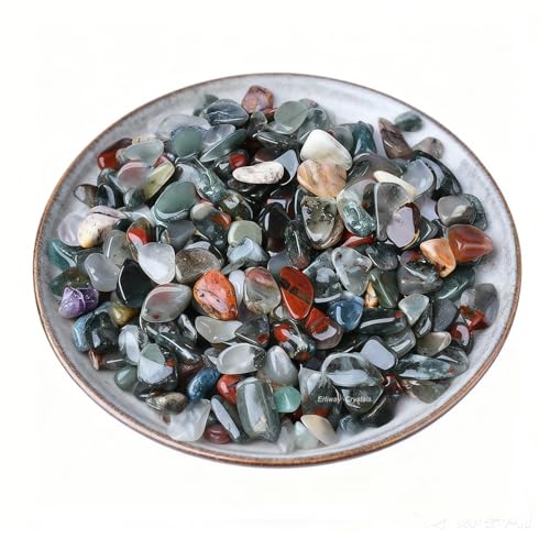 Erliway 7-9mm African Bloodstone Healing Crystal Chips for Crafts, 100g | Natural Crushed Crystal Stones Tumbled Chips for Vase Filler Aquarium Gravel, Meditation Chakra Balancing, Candle DIY Making - color: African Bloodstone