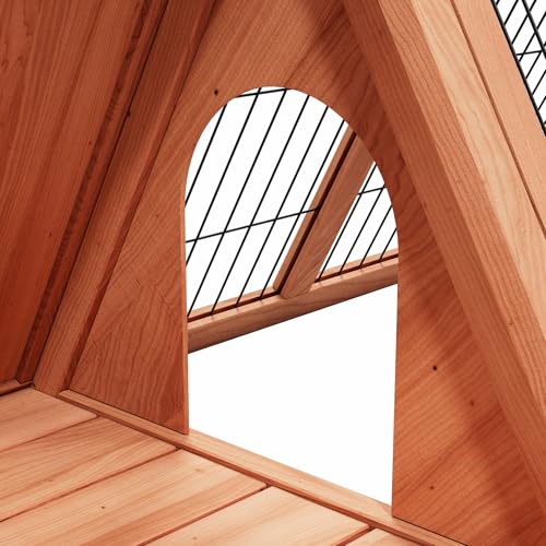 Large Tortoise Habitat House Turtle Hidden Enclosure Indoor Outdoor | Wooden Triangle Reptile Lounge, Ventilating Wire Fence, Fits Small Animals - color: Wood1