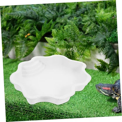 Happyyami Turtle Bathing Pool Ramp Capacity Reptile Water Dish Feeding Bowl for Turtles Lizards and Snakes Multifunctional Soaking Bath for Use