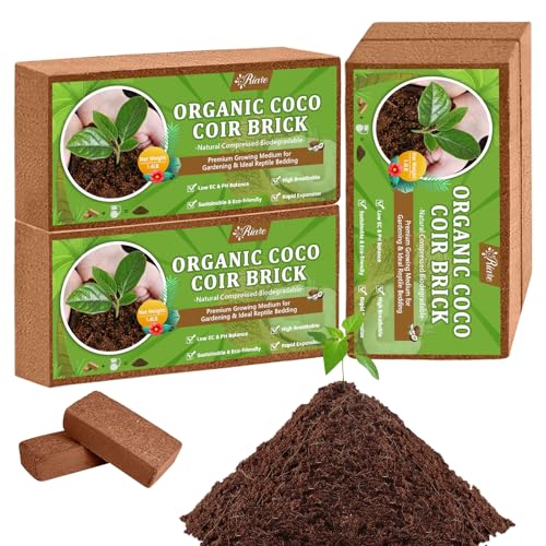 Riare 4pcs Organic Coco Coir Bricks, Natural Coconut Coir for Plants | High Expansion & Moisture Retention Coconut Husk Fiber for Seed Starting, Potting Mix, Composting, Soil Amendment & Reptiles - color: Pack of 4