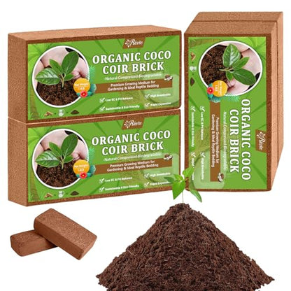 Riare 4pcs Organic Coco Coir Bricks, Natural Coconut Coir for Plants | High Expansion & Moisture Retention Coconut Husk Fiber for Seed Starting, Potting Mix, Composting, Soil Amendment & Reptiles - color: Pack of 4