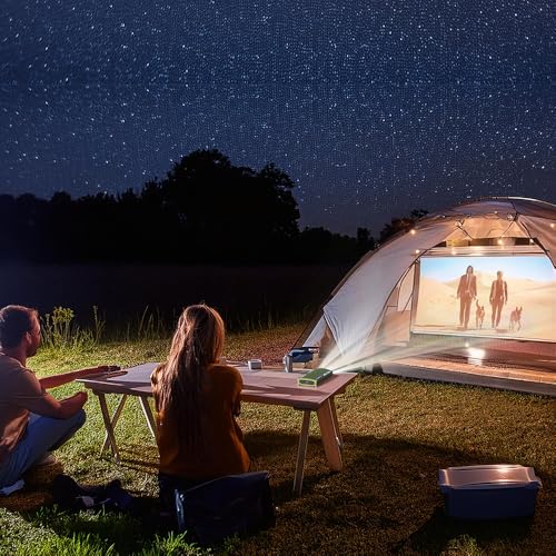 UP" Mini Laser Scanning Camping Projector for iPhone 15,16/Android , Focus-free, 720p, 100" Projection Size, 34 ANSI, 4K Compatible, Auto Keystone, Low Power Consumption, USB-C DisplayPort