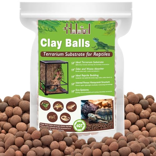 Halatool 4QT Expanded Clay Balls – Bioactive Terrarium Drainage Layer | Organic Lightweight Leca Clay Pebbles for Terrarium False Bottom, Prevent Waterlogging, Reusable, for Leopard Gecko, Frog - size: 4QT