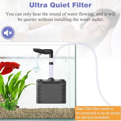 Dirvin 3 in 1 Aerodynamics Aquarium Filter, Removable Powerful Internal Fish Tank Filter, Fish Tank Filters with Triple Filter System and Aeration Deodorization for 5-30 Fish Tanks, Turtle Tanks