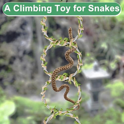 Snake Climbing Rings for Ball Python, Snake Climbing Accessories Ball Python Enrichment with 6 Rings, 1 Five-Meter Rope and 2 Climbing Buckles