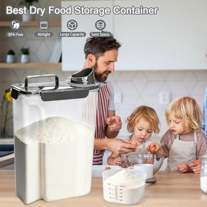Rice Storage Containers, Airtight Cereal Containers Storage, BPA Free Rice dispenser for Flour, Pasta, Grain and Baking, Pet Dog Cat Bird Food Container 20lb+ 10lb Grey - color: 20lb+10lb Grey