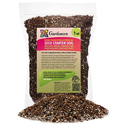 Premium Organic Seed Starter Soil - 1 Quart - All-Purpose Organic Potting Soil for Happy Seedlings and Plants by Gardenera - size: 1 Quart Bag, style: #2 SEED STARTER MIX
