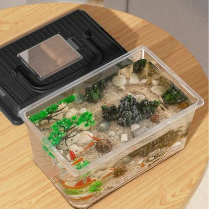 Reptile Keeper - 23x13x15.5cm Cric Ket Cage, Outdoor Container, Reptile Feeding Box Lizard Tarantula | Portable Habitat Feeding Box with Handle Tank Carrier for Pet, Gecko Frog