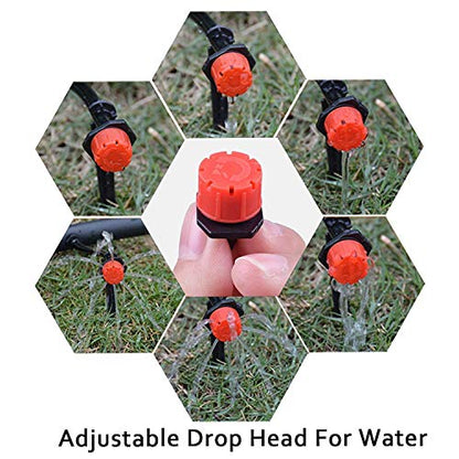50Ft Automatic Drip Irrigation System for Garden, 1/4" Micro Watering Kit with Adjustable Misting Nozzle & Drippers - Ideal for Flower Beds, Patio Plants, Lawn, Greenhouse
