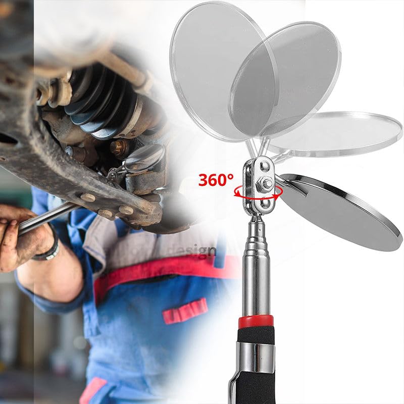 Inspection Mirror and Magnet KIT with Magnetic Pick-Up Tools. 5 Piece Set. Lighted Inspection Mirror and Lighted Magnetic Pick-Up Tool.