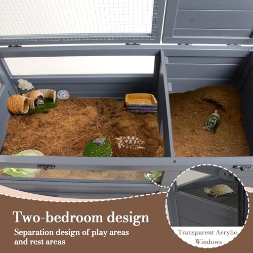 Agitree Premium Reptile Habitat Enclosure, Dark Gray | For Tortoises and Lizards, Adjustable Lighting, 360° Wheels, Easy-Clean Design, Secure Ventilation