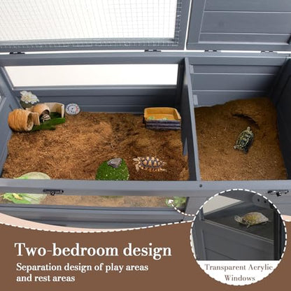 Agitree Premium Reptile Habitat Enclosure, Dark Gray | For Tortoises and Lizards, Adjustable Lighting, 360° Wheels, Easy-Clean Design, Secure Ventilation