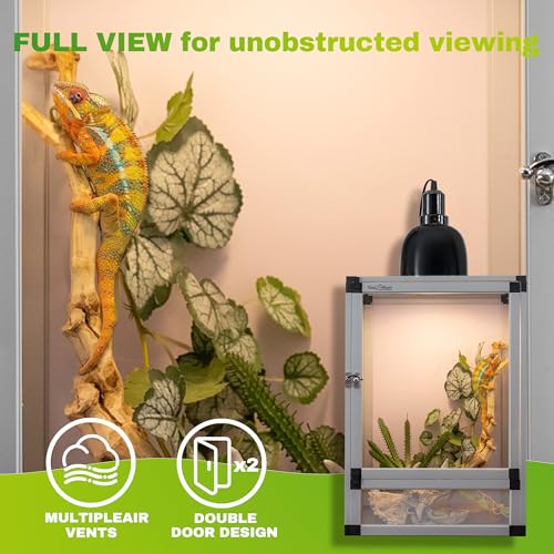 Jumping Spider Enclosure, Small Reptile Cage Hatching Habitat, Toxirium 8" x 8" x 12" Screen & Acrylic Doors, Ventilated Terrarium for Lizards, Snakes, Frogs, Easy Assembly, Two Doors