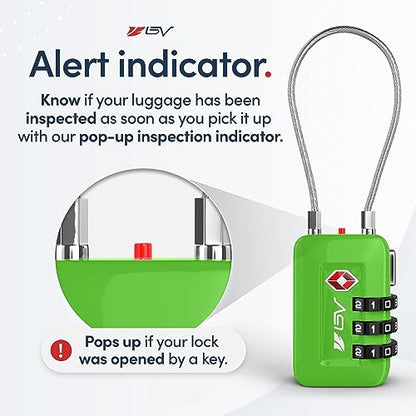 TSA Accepted Luggage Travel Lock, Set-Your-Own Combination Lock for School Gym Locker, Luggage Suitcase Baggage Locks, Filing Cabinets, Toolbox, Case (Green, 1 Pack) - color: Green 1-Pack