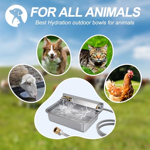 1Gal/3.8L Automatic Water Dispenser for Dogs, Patented Automatic Dog Water Bowl Dispenser, Stainless Steel Water Bowl for Livestock Chicken, Outdoor Dog Water Feeder Fit 3/4'' GHT Faucet - color: SS-sliver