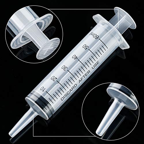 Boao 10 Pack Plastic Syringe Liquid Measuring Syringes Without Needle for Epoxy Resin, Craft, Scientific Labs, Feeding Pets Animals, Oil or Glue Applicator (60 ML) - size: 60 ML