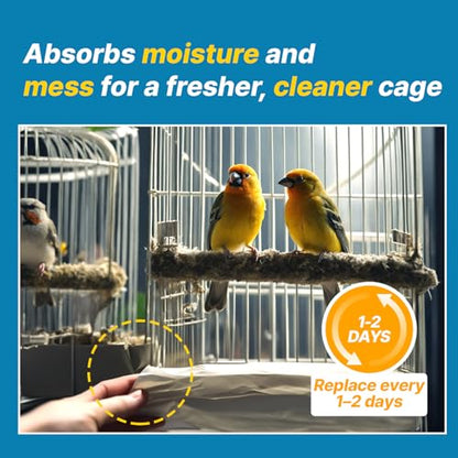 T TORTO9 Non-Woven Bird Cage Liners 31 x 21.5 Inch (120 Sheets) – Absorbent, Lint-Free Disposable Cage Tray Liners for Large Bird Cages - size: 31 x 21.5 in non-woven