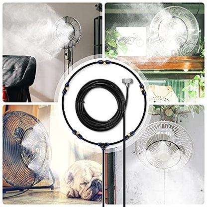 lifeegrn Misting Cooling System: Outdoor Mister System for Patio, 20 FT Misting Line+5 Mist Nozzles+3/4" Brass Adapter Garden Trampoline Greenhouse - size: 20 FT